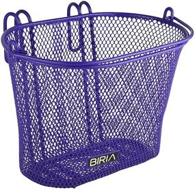 img 4 attached to 🚲 BIRIA Purple Children's Bike Basket with Hooks and Removable Front Wire Mesh - New, Small Kids Bicycle Basket