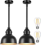 💡 ubright pendant light set of 2 - metal farmhouse light fixture | adjustable height | black vintage industrial hanging pendant lighting for kitchen island, dining room, restaurant, hallway логотип