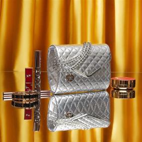 img 1 attached to Stylish Ava&Lina Silver Quilted Clutch Purse with Adjustable Chain - Perfect for Women's Fashion