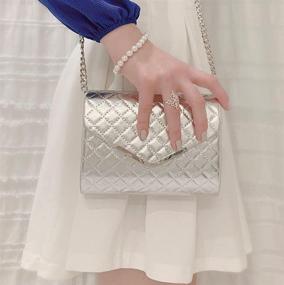 img 2 attached to Stylish Ava&Lina Silver Quilted Clutch Purse with Adjustable Chain - Perfect for Women's Fashion