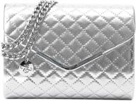 stylish ava&lina silver quilted clutch purse with adjustable chain - perfect for women's fashion logo