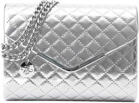 img 4 attached to Stylish Ava&Lina Silver Quilted Clutch Purse with Adjustable Chain - Perfect for Women's Fashion