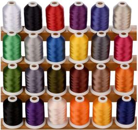 img 4 attached to 🧵 Simthread 1100 Yards 1000m Mini King Spool 24 Assorted Colors Trilobal Polyester Embroidery Machine Thread for Special Designs on most Popular Home Embroidery Sewing Machines