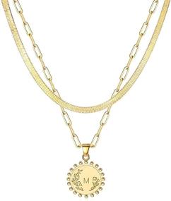 img 4 attached to JSJOY Layered Initial Necklaces: Stylish 🌟 Gold Pendant Coin Choker Chains for Women