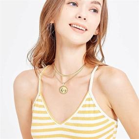 img 2 attached to JSJOY Layered Initial Necklaces: Stylish 🌟 Gold Pendant Coin Choker Chains for Women