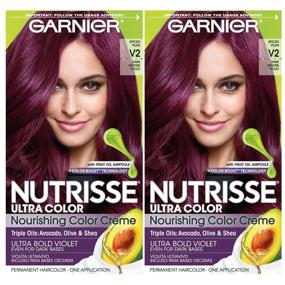 img 2 attached to 💜 Garnier Nutrisse Ultra Color V2 Dark Intense Violet Hair Dye: Get Gorgeous Purple Hair with Nourishing Permanent Cream (Pack of 2)