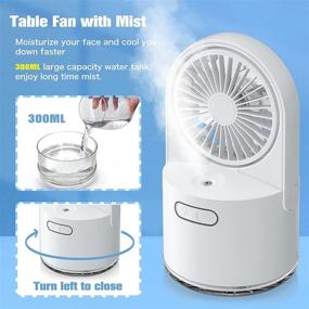 img 3 attached to 🌬️ Portable Table Misting Fan: USB Rechargeable Cooling Mister with 300ML Water Tank, 7 Colorful Nightlight - Ideal for Camping, Outdoors, Office"