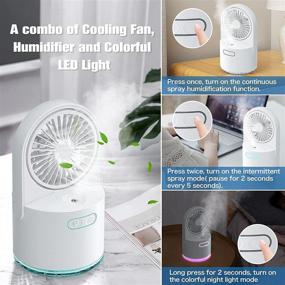 img 1 attached to 🌬️ Portable Table Misting Fan: USB Rechargeable Cooling Mister with 300ML Water Tank, 7 Colorful Nightlight - Ideal for Camping, Outdoors, Office"