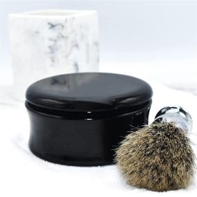 img 1 attached to 🧼 Parker Safety Razor Genuine Mango Wood Shave Soap Bowl - Elegant Black Laquer for an Authentic Shaving Experience