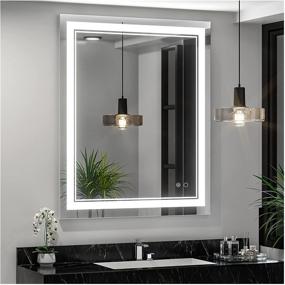 img 4 attached to 💡 Keonjinn 30x36 Inch LED Bathroom Mirror with Lights | Vanity Mirror with LED Lights | Wall Mounted Anti-Fog Dimmable Modern Lighted Makeup Mirror for Bedroom | IP54 Waterproof (Horizontal/Vertical)