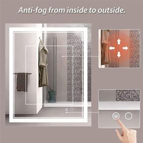 img 2 attached to 💡 Keonjinn 30x36 Inch LED Bathroom Mirror with Lights | Vanity Mirror with LED Lights | Wall Mounted Anti-Fog Dimmable Modern Lighted Makeup Mirror for Bedroom | IP54 Waterproof (Horizontal/Vertical)
