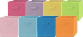 img 4 attached to 📦 Pomatree Foldable Fabric Storage Bins - 8 Pack - Vibrantly Colored Durable Cube Organizers, with 2 Reinforced Handles, Ideal for Home, Kids Room, Nursery, Playroom, Closet, and Toy Organization