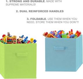 img 3 attached to 📦 Pomatree Foldable Fabric Storage Bins - 8 Pack - Vibrantly Colored Durable Cube Organizers, with 2 Reinforced Handles, Ideal for Home, Kids Room, Nursery, Playroom, Closet, and Toy Organization