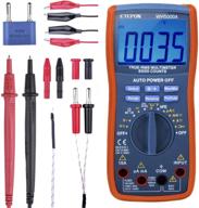 etepon digital multimeter true rms auto ranging voltage tester| measure voltage, current, resistance, continuity, frequency, capacitance, temperature| test diodes, transistors| 6000 counts multimeter logo