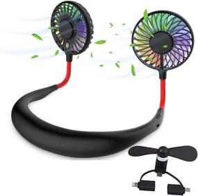 img 4 attached to 🌀 2000mAh Rechargeable Neck Fan with Mini Phone Fan - Hands Free Portable Personal Fan, Battery Operated with 3 Speeds, 360 Degree Adjustable for Office, Home, Travel, Indoor, Outdoor