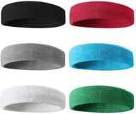 beace sweatbands sports headband for men & women - 6pcs moisture wicking terry cloth sweatband for tennis, basketball, running, gym logo