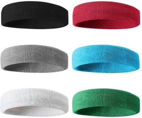 img 4 attached to BEACE Sweatbands Sports Headband for Men & Women - 6PCS Moisture Wicking Terry Cloth Sweatband for Tennis, Basketball, Running, Gym