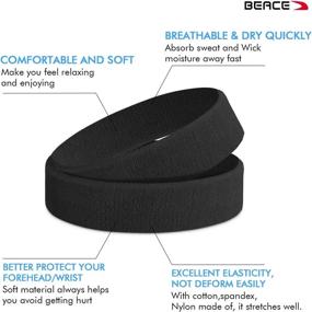 img 3 attached to BEACE Sweatbands Sports Headband for Men & Women - 6PCS Moisture Wicking Terry Cloth Sweatband for Tennis, Basketball, Running, Gym
