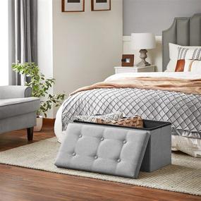 img 2 attached to 🛋️ SONGMICS 30 Inches Storage Ottoman Bench: Folding Chest, Breathable Linen-Look Fabric in Light Gray ULSF001G02 - for Entryway, Living Room, Bedroom