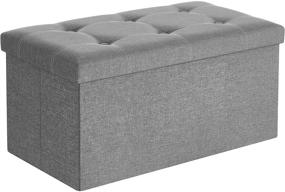 img 4 attached to 🛋️ SONGMICS 30 Inches Storage Ottoman Bench: Folding Chest, Breathable Linen-Look Fabric in Light Gray ULSF001G02 - for Entryway, Living Room, Bedroom