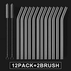 img 3 attached to 🥤 12-Pack Reusable Glass Straws by HeykirHome - Size 8''x10mm with 12 Bent Straws and 2 Cleaning Brushes - Ideal for Smoothies, Tea, Juice