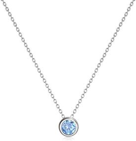 img 4 attached to 💎 Sparkling 925 Sterling Silver Solitaire Cubic Zirconia Necklace: Perfect for Women and Teen Girls