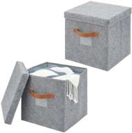 📦 mdesign soft cube felt closet organizer cube bin box - 2 pack - gray/tan logo