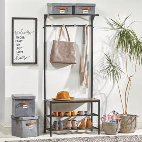 img 2 attached to 📦 mDesign Soft Cube Felt Closet Organizer Cube Bin Box - 2 Pack - Gray/Tan