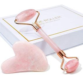 img 4 attached to 🌹 BAIMEI Rose Quartz Jade Roller & Gua Sha - Facial Beauty Tools for Relaxing, Revitalizing Skin & Reducing Fine Lines and Wrinkles