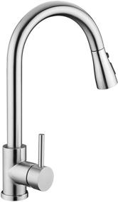 img 4 attached to 🚰 Stainless Steel Kitchen Sink Faucet with Pull Down Sprayer - Commercial Modern High Arc - Brushed Nickel Finish - Single Handle Single Hole - Ideal for Bar, Laundry, RV, and Utility Sink