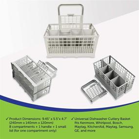 img 2 attached to 🔍 Versatile Dishwasher Cutlery Basket (9.45"x 5.5"x 4.7") - Compatible with Kenmore, Whirlpool, Bosch, Maytag, KitchenAid, Samsung, GE, and More (Original Version)