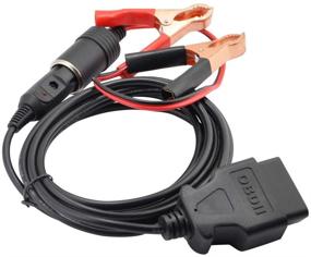 img 3 attached to 🔌 OLLGEN 3M/10ft OBD II Кабель для сохранения памяти ЭБУ автомобиля с крокодиловыми зажимами на 12V автомобильный аккумулятор и разъем для прикуривателя 10 футов.