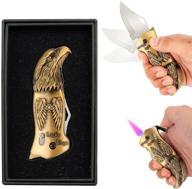 🕊️ jet torch lighter with one-click ejection knife design: windproof cigar eagle lighters for gifts, birthday, candle, halloween, camping & self-defense logo