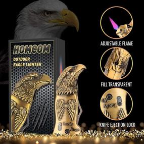 img 3 attached to 🕊️ Jet Torch Lighter with One-Click Ejection Knife Design: Windproof Cigar Eagle Lighters for Gifts, Birthday, Candle, Halloween, Camping & Self-Defense