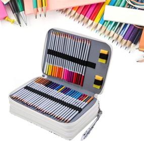 img 2 attached to 216-Slot Colored Pencil Case Organizer - Large Deluxe PU Leather Pencil Holder with Detachable Handle Strap for Polychromos Pencils, Prismacolor Colored Pencil, Gel Pens - Perfect Gift (Pencil Not Included)