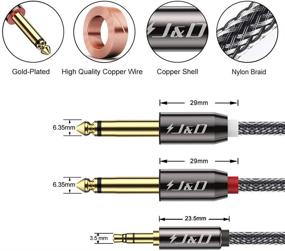 img 2 attached to 🔊 J&D 3.5mm TRS мужской разъем к двум 6.35 мм мужским разъемам, кабель-сплиттер – аудиоусилитель/микшер, аудиорекордер – 25фт