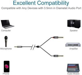 img 1 attached to 🔊 J&D 3.5mm TRS мужской разъем к двум 6.35 мм мужским разъемам, кабель-сплиттер – аудиоусилитель/микшер, аудиорекордер – 25фт