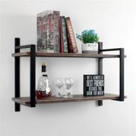 womio industrial bookshelf/bookcase wall mount: organize and elevate your space with 2 tier metal & wood wall shelf unit, 30in rustic book shelves for bedrooms, office, and living room logo