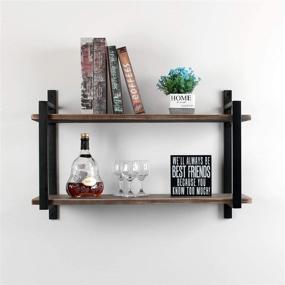 img 3 attached to Womio Industrial Bookshelf/Bookcase Wall Mount: Organize and Elevate Your Space with 2 Tier Metal & Wood Wall Shelf Unit, 30in Rustic Book Shelves for Bedrooms, Office, and Living Room