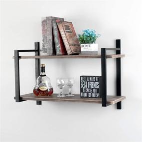 img 2 attached to Womio Industrial Bookshelf/Bookcase Wall Mount: Organize and Elevate Your Space with 2 Tier Metal & Wood Wall Shelf Unit, 30in Rustic Book Shelves for Bedrooms, Office, and Living Room