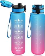 💧 the ultimate 32oz sports water bottle - high-speed flow, leak-proof flip top lid for active individuals - trusted non-toxic bpa free & eco-friendly tritan co-polyester plastic - grey logo