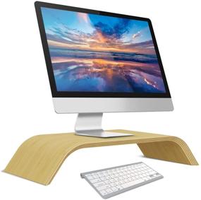 img 4 attached to 🎍 Bamboo SAMDI Monitor Stand: Stylish Wooden Organizer for Computer, Laptop, iMac, and Tablet with Desk Space Optimization