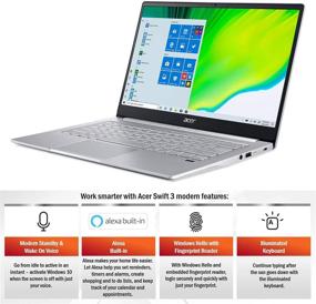 img 2 attached to 🖥️ Ноутбук Acer Swift 3 тонкий и легкий: Full HD IPS, Ryzen 7 с графикой Radeon, 8 ГБ ОЗУ, 512 ГБ SSD, Wi-Fi 6, подсветка клавиатуры, сенсорный сканер отпечатков, встроенная Алекса.