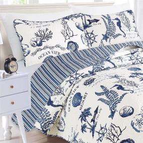 img 2 attached to 🌊 Coastal-themed 3 Piece Quilt Set with Shams: Catalina Collection (Full/Queen, Navy)