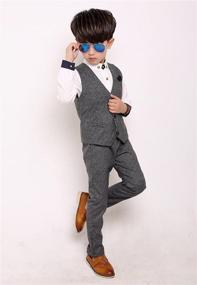 img 3 attached to 👔 Fengchengjize Boys Slim Fit Suits Set 3-PCS Prom Tux Suit Jacket Vest Pants 3T-10" - optimized product name: "Fengchengjize Boys Slim Fit Prom Tuxedo Suit Set 3-PCS Jacket Vest Pants 3T-10