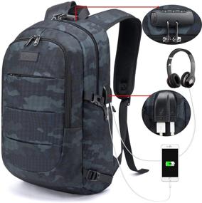 img 4 attached to Бизнес-рюкзак Tzowla с водоотталкивающим покрытием, защита от краж и университетский рюкзак с USB-портом и замком, 15