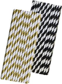 img 4 attached to Black Gold Paper Straws Stripe
