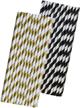 black gold paper straws stripe logo
