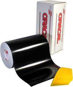 img 2 attached to 🎨 12&#34; x 20ft Gloss Vinyl Wrap Decals - ORACAL 651, Solvent-Based Adhesive-Backed Calendared, Choice of Color (Black) with Yellow Detailer