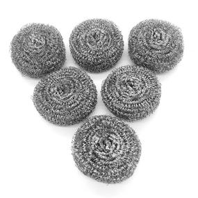 img 4 attached to Stainless Steel Sponges 6-Pack - Scrubbing Scouring Pad, Steel Wool Scrubber for Kitchen, Bathroom, and Beyond
